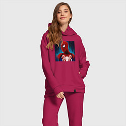 Женский костюм оверсайз Человек паук новый, цвет: маджента — фото 2