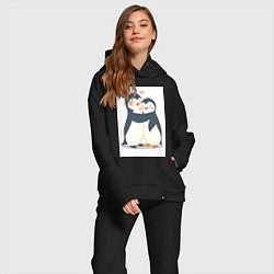 Женский костюм оверсайз Пингвинчики обнимаются, цвет: черный — фото 2