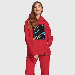 Женский костюм оверсайз Ты моя вселенная, цвет: красный — фото 2