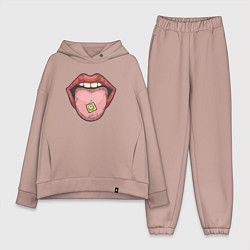 Женский костюм оверсайз Smiling lips, цвет: пыльно-розовый
