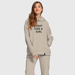 Женский костюм оверсайз Fight like a girl, цвет: миндальный — фото 2