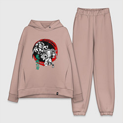 Женский костюм оверсайз Клинок рассекающий демонов Незуко и Тандзиро круг, цвет: пыльно-розовый