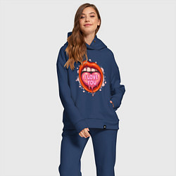 Женский костюм оверсайз I love you, цвет: тёмно-синий — фото 2