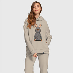 Женский костюм оверсайз Cartoon hare character, цвет: миндальный — фото 2