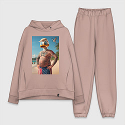 Женский костюм оверсайз Donald Duck-Trump on a Florida beach, цвет: пыльно-розовый