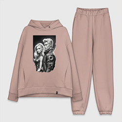 Женский костюм оверсайз Барби и Кен - киберпанк эскиз, цвет: пыльно-розовый