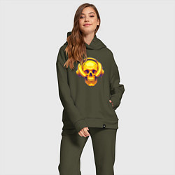 Женский костюм оверсайз Yellow skull and bananas - cyberpunk, цвет: хаки — фото 2