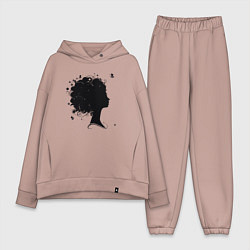 Женский костюм оверсайз Girl flowers, цвет: пыльно-розовый