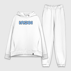 Женский костюм оверсайз Inzoi синий логотип, цвет: белый