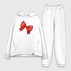 Женский костюм оверсайз Красный бантик, цвет: белый