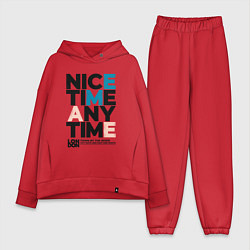 Женский костюм оверсайз Nice time any time, цвет: красный