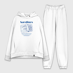 Женский костюм оверсайз Seafood sardines, цвет: белый