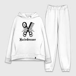 Женский костюм оверсайз Ножницы-расчестка парикмахера, цвет: белый