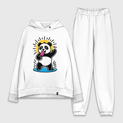 Женский костюм оверсайз Панда с мороженым в стиле комикса, цвет: белый