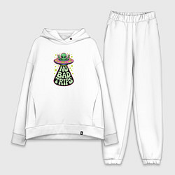 Женский костюм оверсайз Зеленый инопланетянин в летающей тарелке, цвет: белый