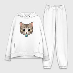 Женский костюм оверсайз Вселенский кот, цвет: белый