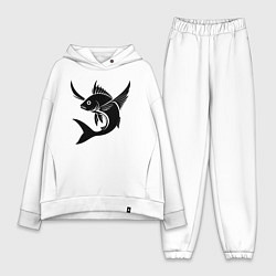 Женский костюм оверсайз Рыба с крыльями, цвет: белый