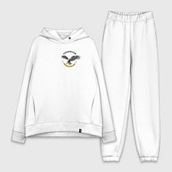 Женский костюм оверсайз Позывной монархист разноцветный узор, цвет: белый