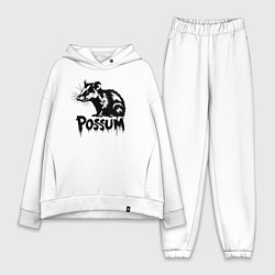 Женский костюм оверсайз Опоссум в стиле граффити, цвет: белый