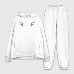 Женский костюм оверсайз Иной взгляд - двойное око с щупальцами, цвет: белый