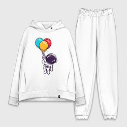 Женский костюм оверсайз Полёт на шариках, цвет: белый