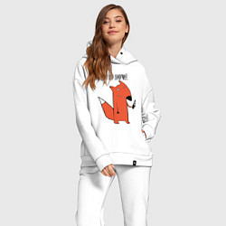 Женский костюм оверсайз Лиса с ножом - не зли лису, цвет: белый — фото 2