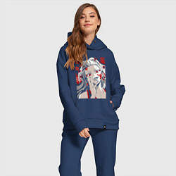 Женский костюм оверсайз Клинок, рассекающий демонов Даки, цвет: тёмно-синий — фото 2