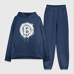 Женский костюм оверсайз Биткоин в стиле Бэнкси, цвет: тёмно-синий