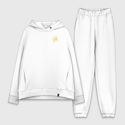 Женский костюм оверсайз Христос воскресе желтый узор, цвет: белый