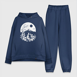 Женский костюм оверсайз Лунная гармония Фудзи, цвет: тёмно-синий