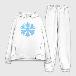 Женский костюм оверсайз Снежинка голубая, цвет: белый