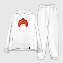 Женский костюм оверсайз Старинный русский головной убор кокошник, цвет: белый