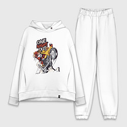 Женский костюм оверсайз Крутой Санта на мотоцикле, цвет: белый