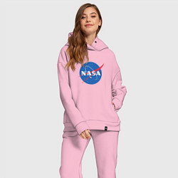 Женский костюм оверсайз NASA: Logo цвета светло-розовый — фото 2