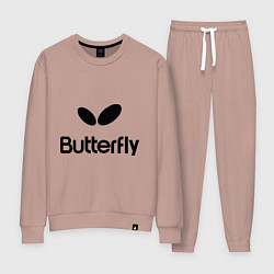 Костюм хлопковый женский Butterfly Logo, цвет: пыльно-розовый