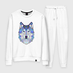 Костюм хлопковый женский Полигональный волк, цвет: белый
