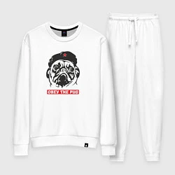 Костюм хлопковый женский Obey the pug, цвет: белый