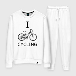 Костюм хлопковый женский I love cycling, цвет: белый