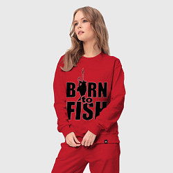 Костюм хлопковый женский Born to fish, цвет: красный — фото 2