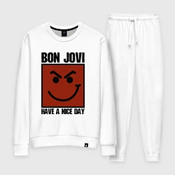 Костюм хлопковый женский Bon Jovi: Have a nice day, цвет: белый
