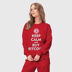 Костюм хлопковый женский Keep Calm & Buy Bitcoin, цвет: красный — фото 2