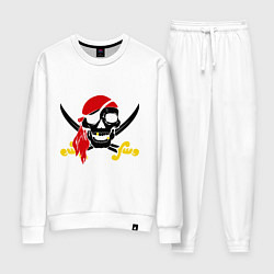 Костюм хлопковый женский Пиратская футболка, цвет: белый