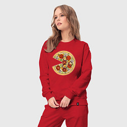 Костюм хлопковый женский Её пицца, цвет: красный — фото 2