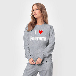 Костюм хлопковый женский I love Fortnite, цвет: меланж — фото 2