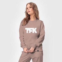 Костюм хлопковый женский TFK: White Logo, цвет: пыльно-розовый — фото 2