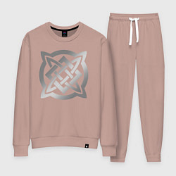Костюм хлопковый женский Звезда Сварога: серебро, цвет: пыльно-розовый