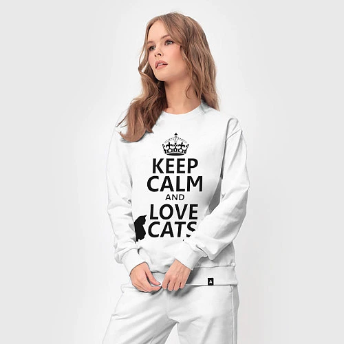 Женский костюм Keep Calm & Love Cats / Белый – фото 3