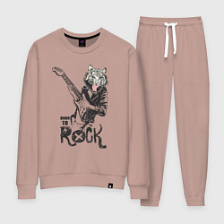 Костюм хлопковый женский Tiger: born to rock, цвет: пыльно-розовый