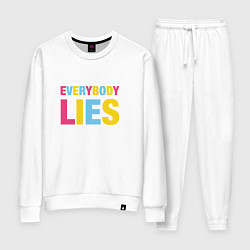 Костюм хлопковый женский Everybody Lies, цвет: белый