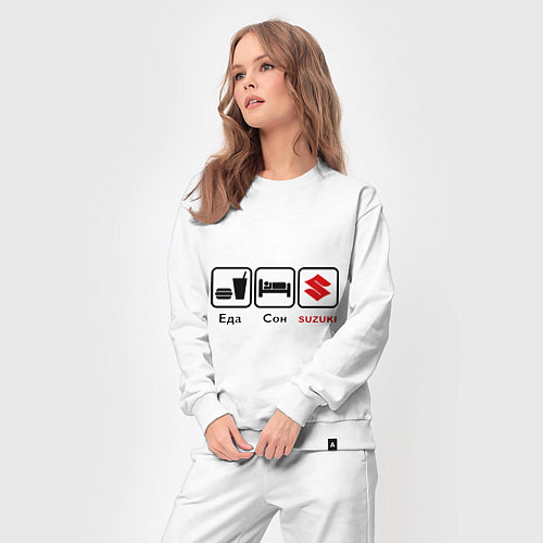 Женский костюм Главное в жизни – еда, сон , suzuki / Белый – фото 3